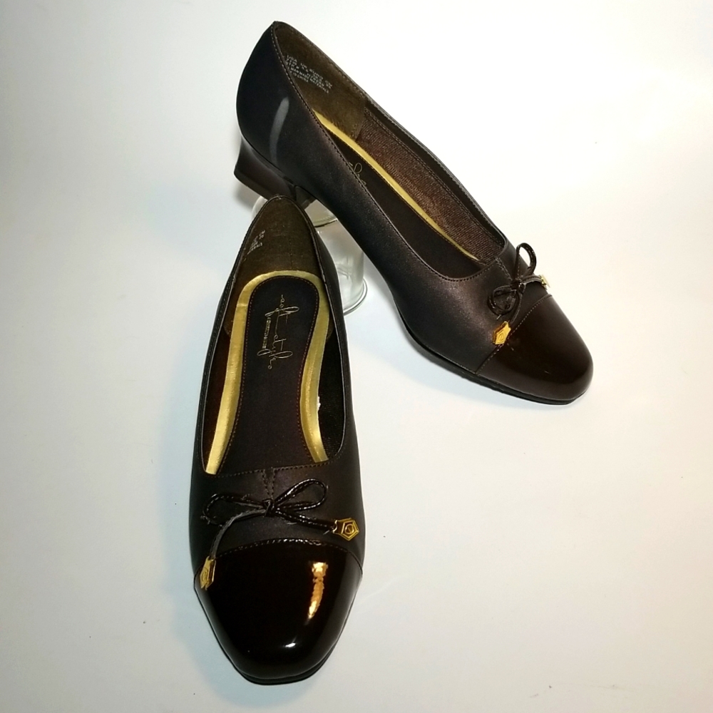 Soft Style brown vinyl block heels, women's size 7.5 - Picture 3 of 15